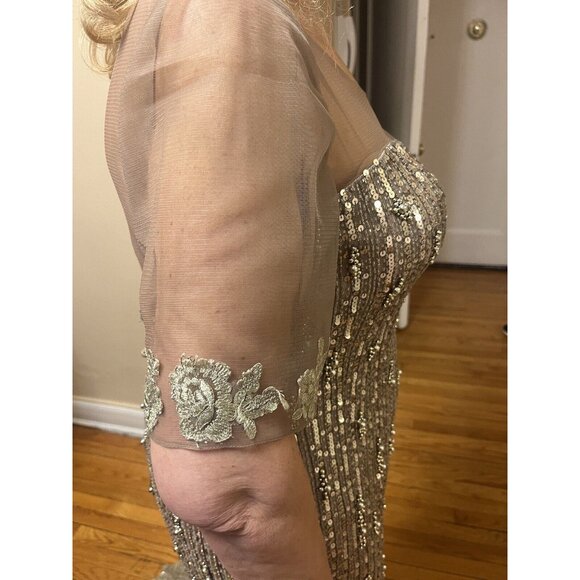 Sarafia Haute Couture Dress Size 18 Gold Color Formal Long For Women Adjustable - Picture 4 of 11